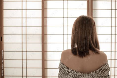 Sexy Girl Wearing Yukata On Lower Body And Nude On Upper With Lonely Face In Japanese Tatami