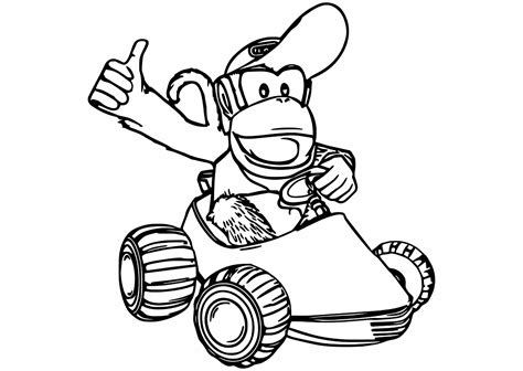 Tout au long des 6,2 mètres de la piste, mario et luigi s'affrontent pour la victoire. Diddy Kong Kart - Mario Kart Kids Coloring Pages