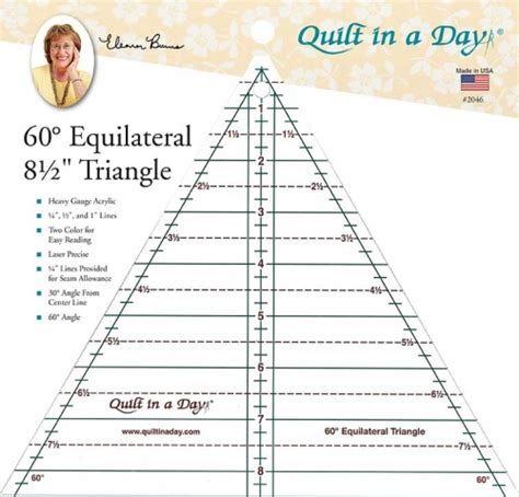 60 Degree 85 Inch Triangle Ruler By Quilt In A Day 735272020462 Rulers