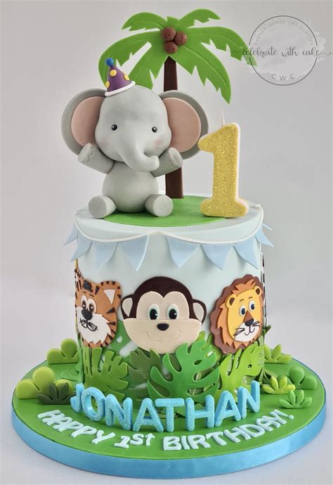 celebrate  cake safari themed st birthday featuring elephant