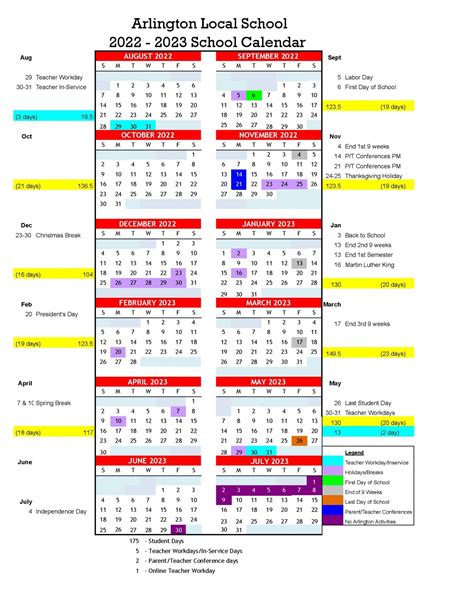 Arlington Local Schools Calendar 2023