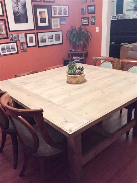 This table is 96 inches in length and 42 inches in width. How To Build A DIY Square Farmhouse Table Plans