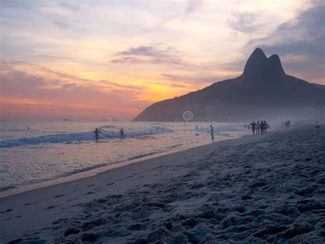 Ipanema Beach At Sunset Editorial Photography Image Of Copacabana