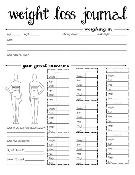 Weight loss journal! Free printable :) – CHOOSE FIT