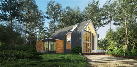 Modern Pitched Roof House In Nature Stock Photo Image Of Contemporary