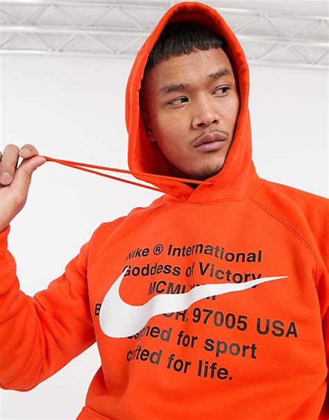 Nike Swoosh Logo Hoodie In Orange Asos