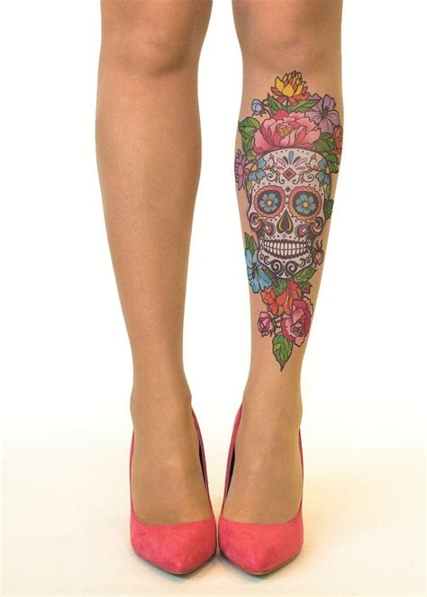 Sugar Skull Tattoo Sheer Tights Tattoo Tights Sugar Skull Tattoos