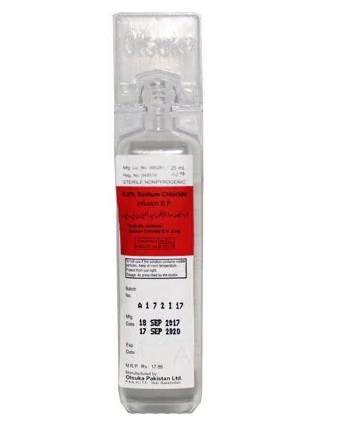 Normal Saline 090 Injection 25 Ml Uses Formula Side Effects