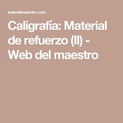 Caligrafía Material De Refuerzo I Web Del Maestro En 4d7