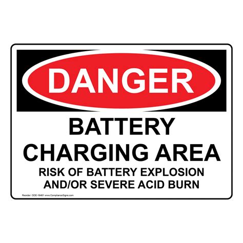 Danger Battery Charging Area Risks Sign Or Label Osha