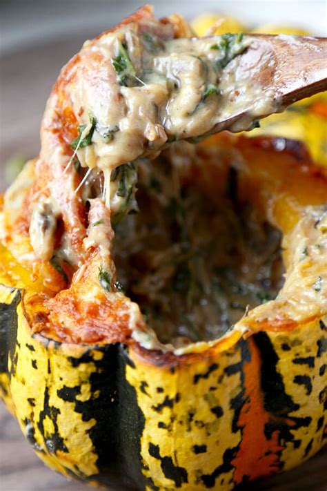 Eggs baked in acorn squash. Roasted Acorn Squash Stuffed With Creamy Kale And ...
