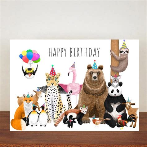 Animal Happy Birthday Card Birthday Cards A6 Card Cute Etsy Uk