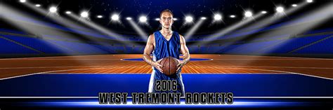 Panoramic Sports Team Banner Photo Template Basketball Arena