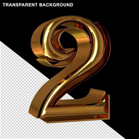 Premium Psd Gold Numbers 3d Number 2