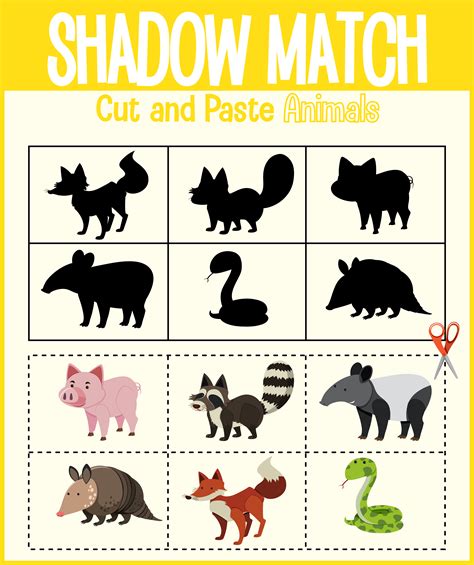 Find The Correct Shadow Shadow Match Worksheet 1783934 Vector Art At