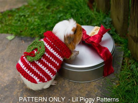 Crochet Pattern Guinea Pig Christmas Sweater With Wreath Etsy Australia