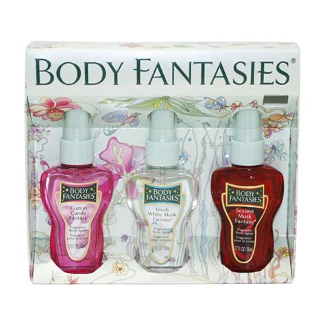 Body Fantasies 3 Pc T Set Fragrance Body Spray 17 Oz Of Fresh White Musk Fantasy Cotton