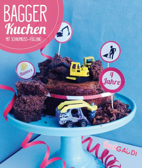 Wo kommt sie nur immer her, so plötzlich. Bagger-Kuchen mit Schaumkuss Füllung