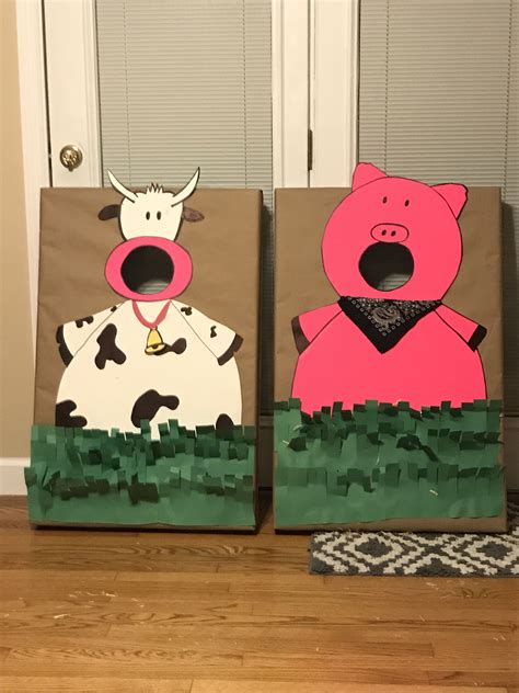 Farm Animal Cornhole Boards Farm Theme Birthday