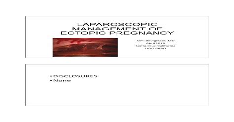 Laparoscopic Management Of Ectopic Pregnancy · Cesarean Scar Ectopic