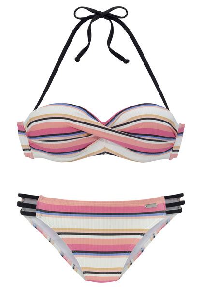 Venice Beach Bügel Bandeau Bikini Strip Creme Rosa Cup B 34
