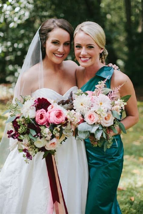 November Wedding Emerald Green Bridesmaid Dresses Paired