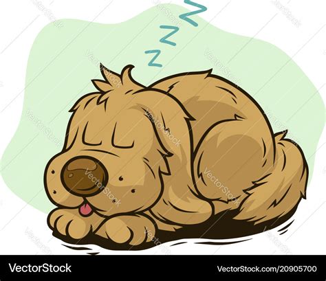 Cartoon Cute Sleeping Dog Showing Tongue Vector Image