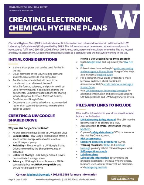 Chemical Hygiene Plan Template
