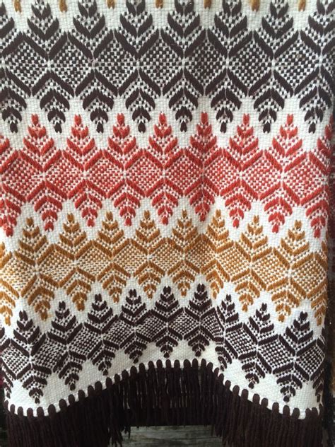 Vtg Handmade Afghan Monk Cloth Swedish Weave Needlework 70s Decor