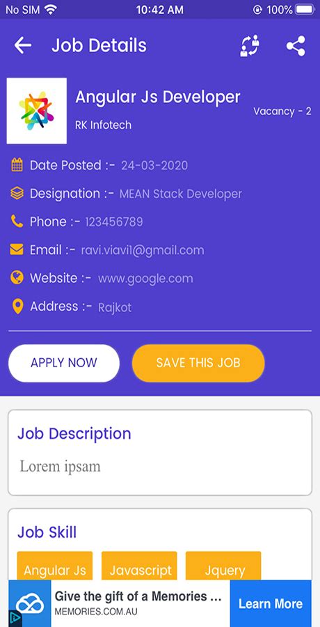 Find jobs using indeed, the most comprehensive search engine for jobs. iOS Jobs App (Job Seeker, Job Provider, Naukri, Shine ...