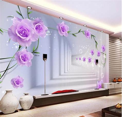 Elegant Photo Wallpaper Custom 3d Wall Murals Purple Flowers Wallpaper