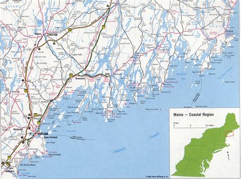 Coastal Region Maine State Map Image Detailed Map Of Coastal Region Maine
