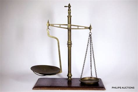 Edwardian Brass Balance Scales With Timber Base Scales Sundries