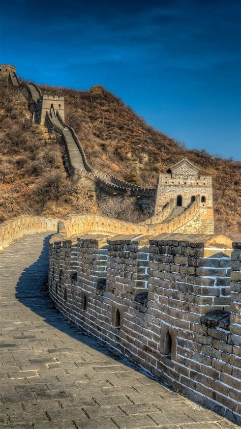 Fonds Décran Grande Muraille Chine Pékin Marches Ciel Bleu