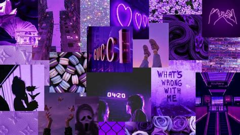 Purple Aesthetic Mood Board Collage Desktop Wallpaper Purple