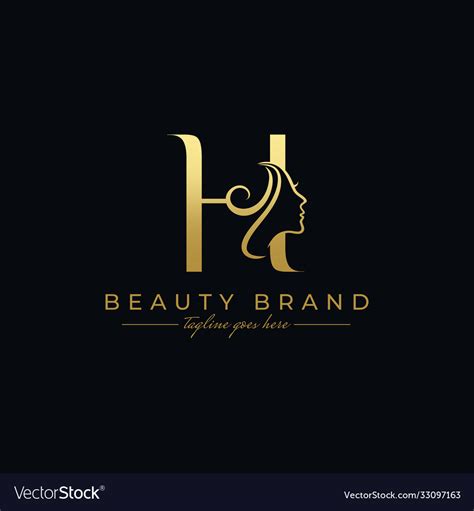 Letter H Beauty Face Hair Salon Logo Design Vector Image