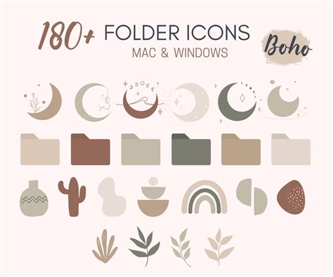 180 Boho Folder Icons For Mac And Windows Computers Mystic Etsy