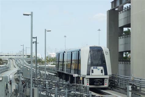 Automated People Mover Arrival At The Mia Station In Miami Florida
