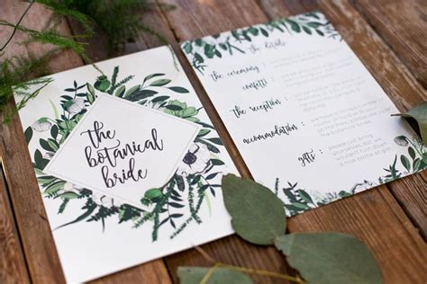Botanical Greenery Wedding Invitations Rustic Kraft Wedding Etsy