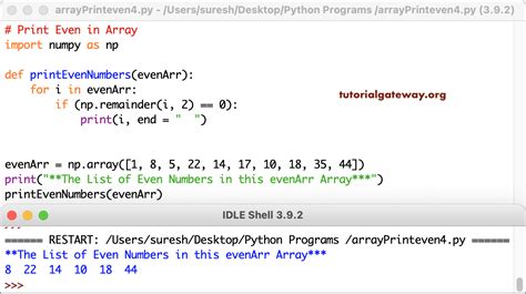 Python Program To Print Even Numbers In An Array
