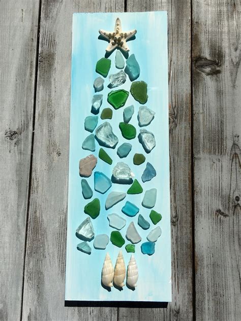 Seaglass Art/Coastal Living Holiday Decor/Seaglass Beach Art/Holiday Seaglass Wall Art ...