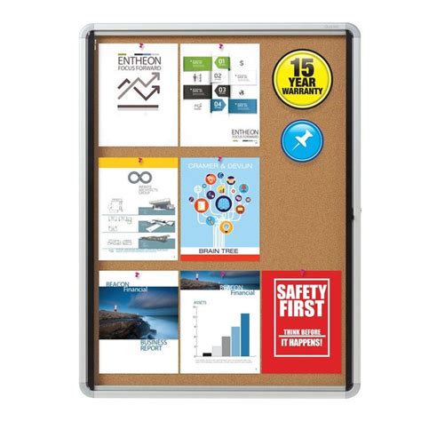 Enclosed Indoor Cork Bulletin Board W Swing Glass Doors Silver Frame In 2022 Cork Bulletin