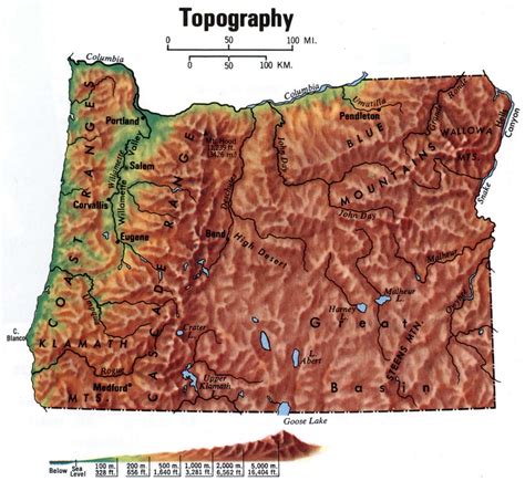 Oregon Physical Map And Oregon Topographic Map 42 Off