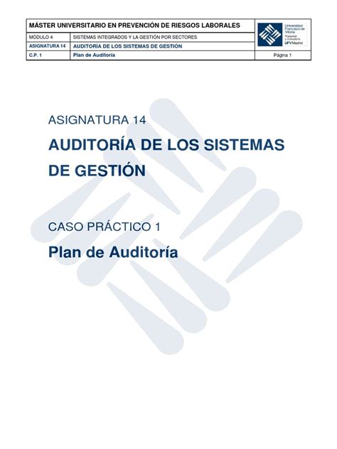 Solución Cp1 A14 Plan De Auditoría Del Sistema Integrado De Gestión
