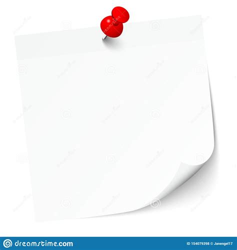 Single White Sticky Note With Red Pin Stock Illustration Illustration