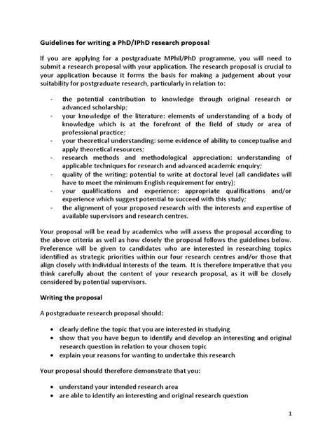 Phd Proposal Writing Guidelines Pdf Doctor Of Philosophy