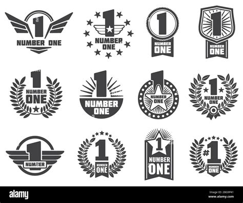 Vector Number One Retro Corporate Identity Logos And Labels Set Of One