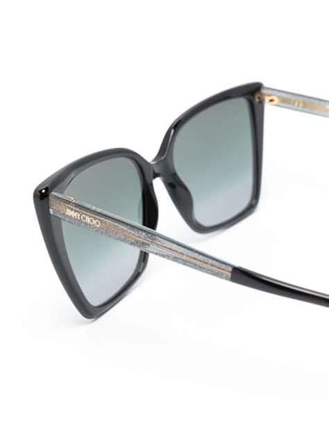 Jimmy Choo Eyewear Oversize Frame Glitter Sunglasses Farfetch