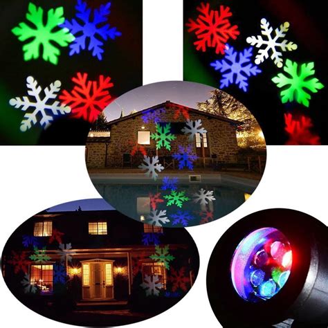 Led Christmas Projector Light Rotating Multi Color Snowflakes Led