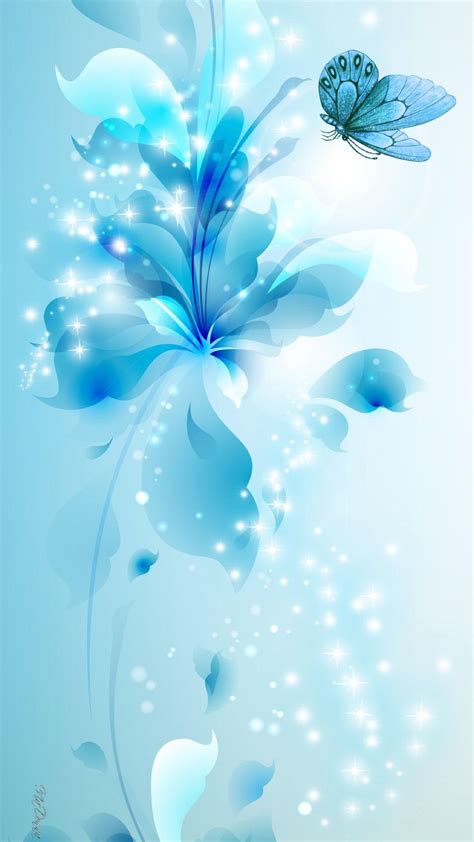 Blue Turquoise Light Abstract Butterfly Flowers Apple Wallpaper